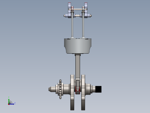 单缸发动机内部结（活塞、阀门）3D数模图纸+Solidworks设计左视缩略图