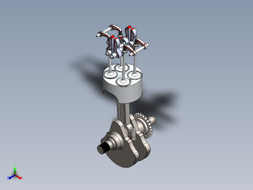 单缸发动机内部结（活塞、阀门）3D数模图纸+Solidworks设计正等轴测缩略图