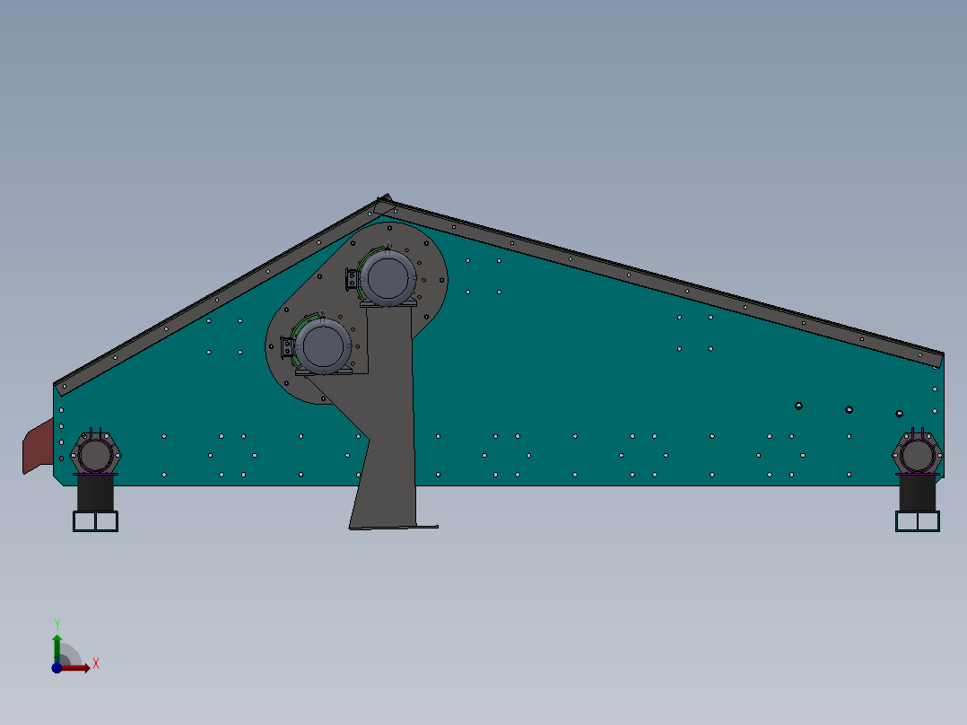 QZK2041高频振动脱水筛 3D图纸 机械设计素材3D模型素材资料前视图