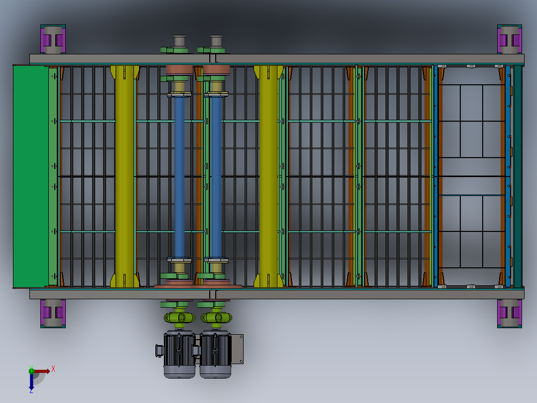 QZK2041高频振动脱水筛 3D图纸 机械设计素材3D模型素材资料俯视图