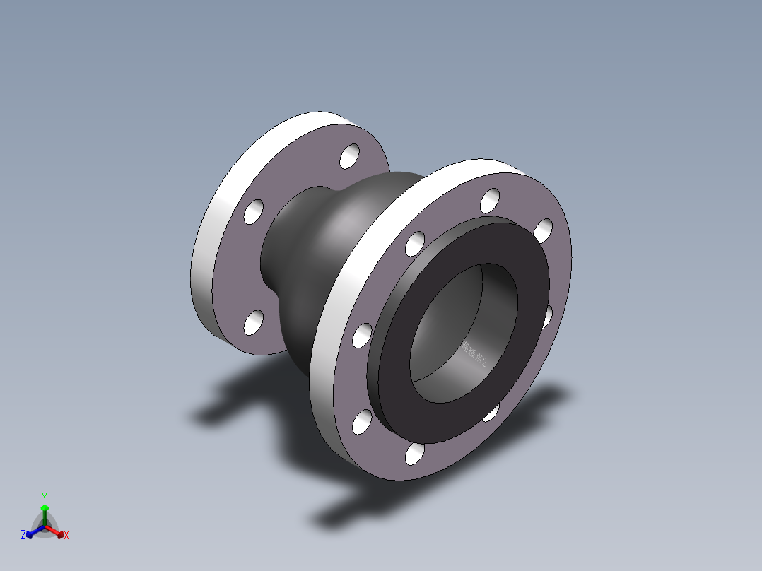 同心异径橡胶接头 法兰碳钢镀锌 DN80-DN400正等轴测图