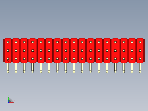 彩色公排针 100mil 2.54mm 系列-DS1022_red_3x17p_100mil_TypeD_rev1.0前视缩略图