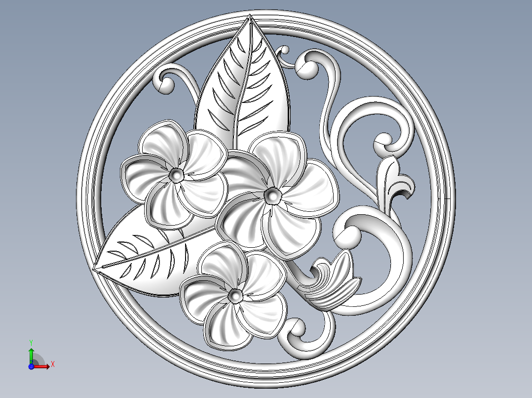 装饰的木花纹前视图