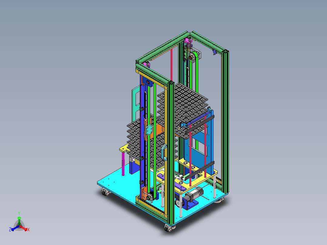 同步带升降机sw18可编辑正等轴测图
