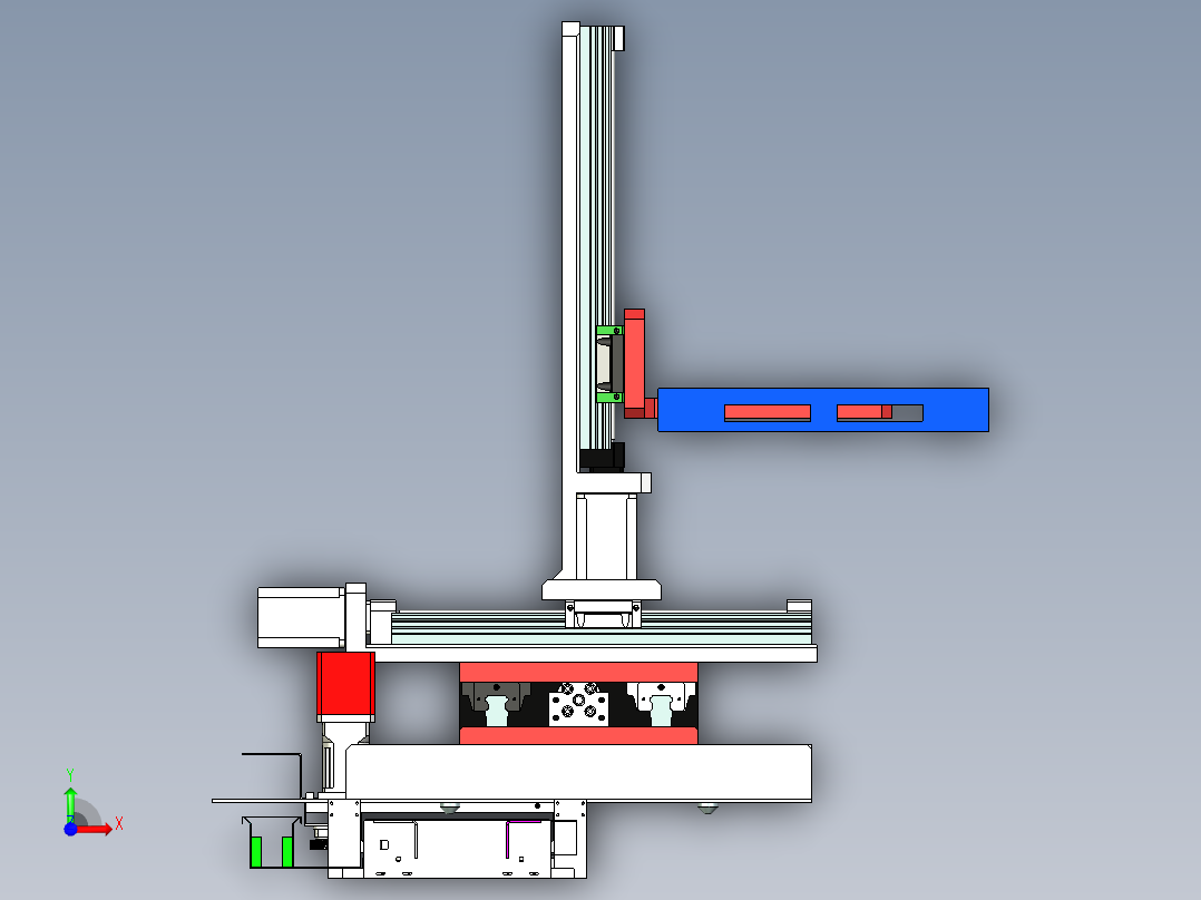 多轴移动式货架托盘搬运机构前视图