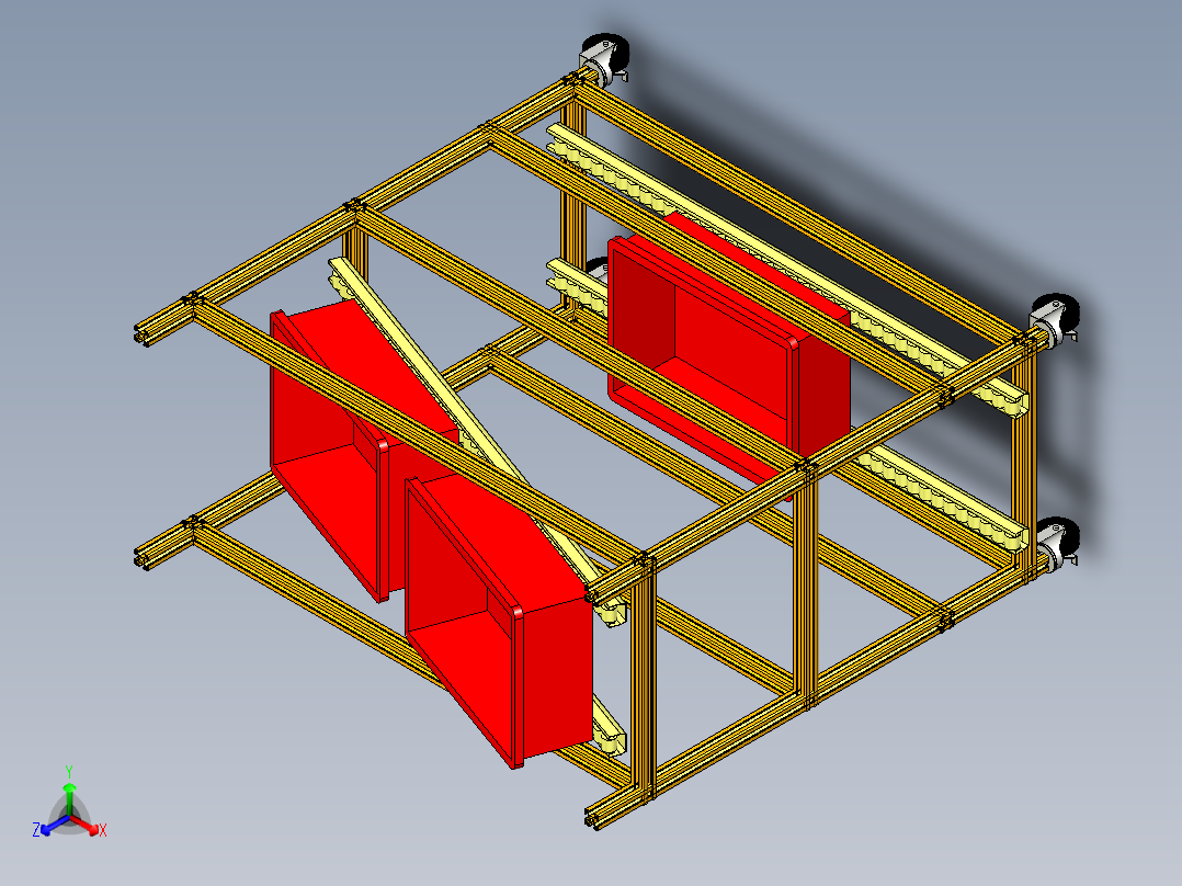 塑料筐下料架正等轴测图