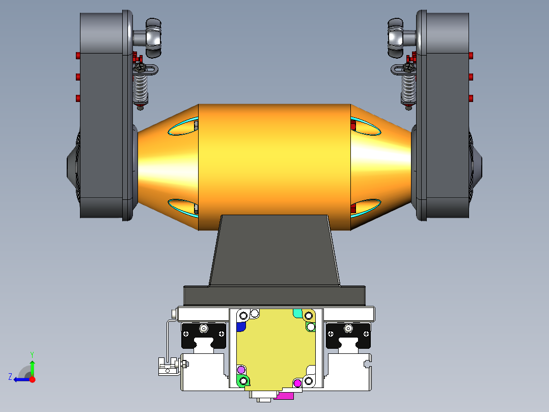 单轴移动的双侧皮带式打磨机右视图
