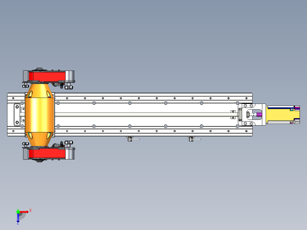 单轴移动的双侧皮带式打磨机俯视图