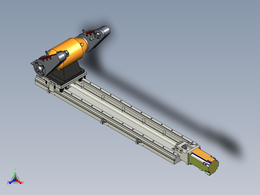单轴移动的双侧皮带式打磨机正等轴测图