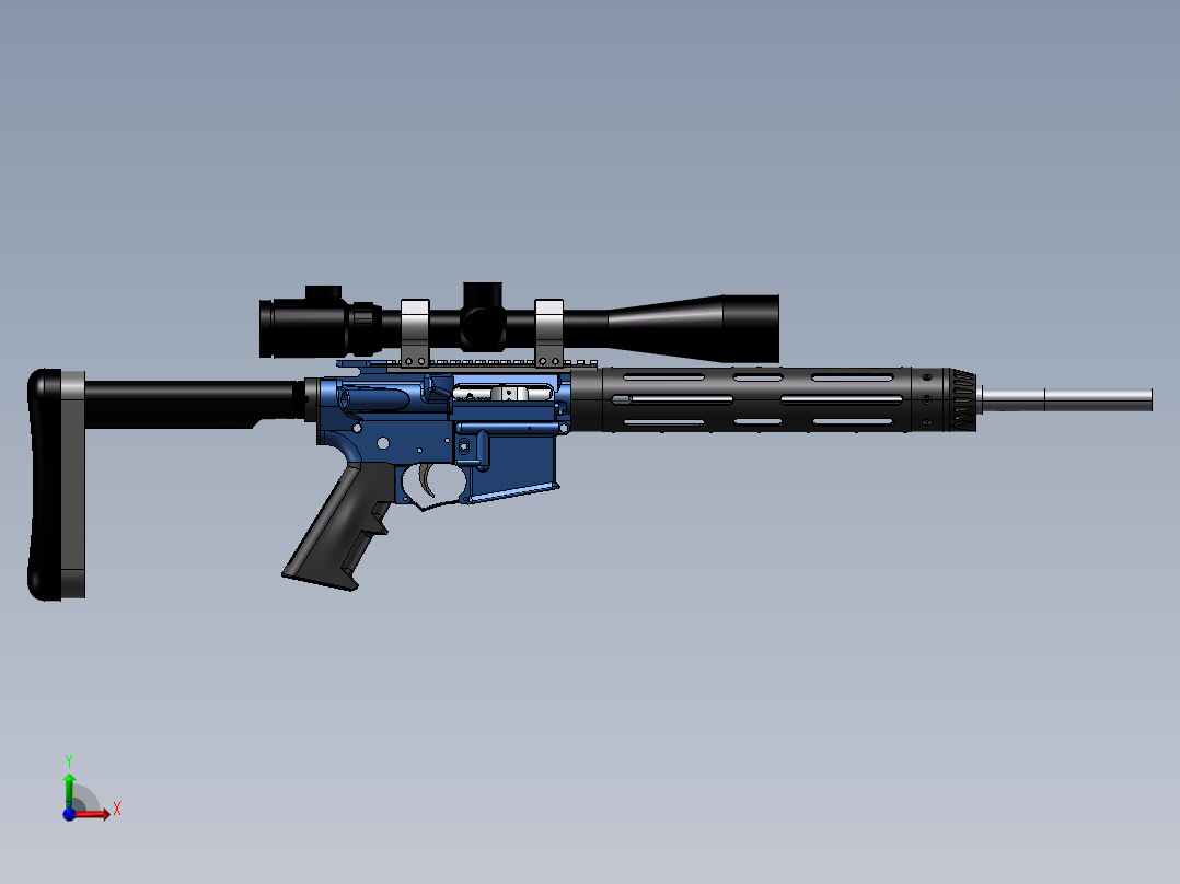 手枪左轮冲锋枪老式狙击步枪设计3D图纸ar15-2 2 STP SW UG X_T前视图