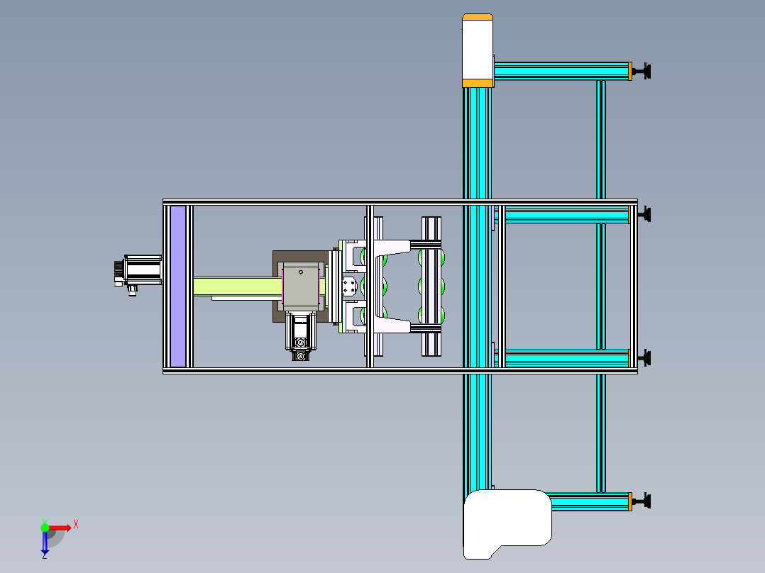 伺服坐标机械手在线取料设备俯视图