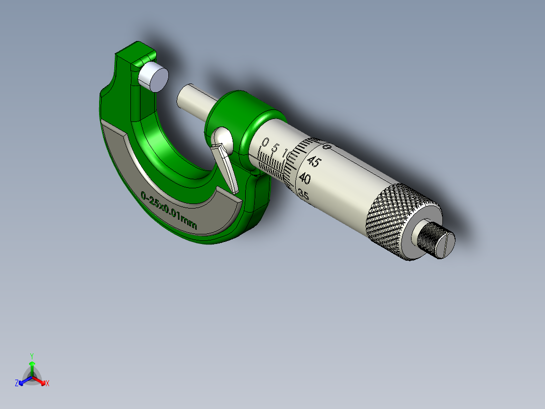 Micrometer千分尺模型3D图纸 STEP格式