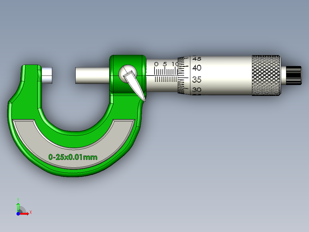 Micrometer千分尺模型3D图纸 STEP格式前视图