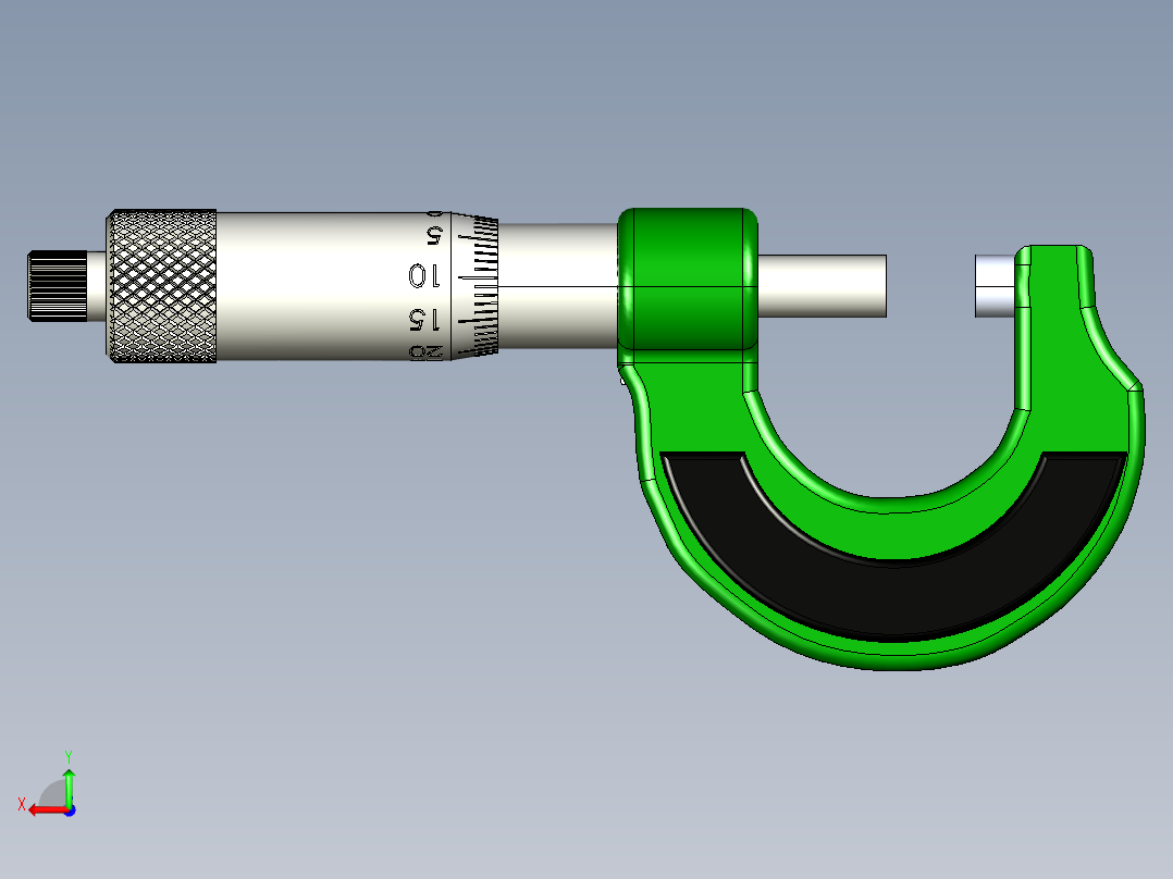 Micrometer千分尺模型3D图纸 STEP格式后视图
