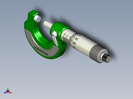 Micrometer千分尺模型3D图纸 STEP格式正等轴测缩略图