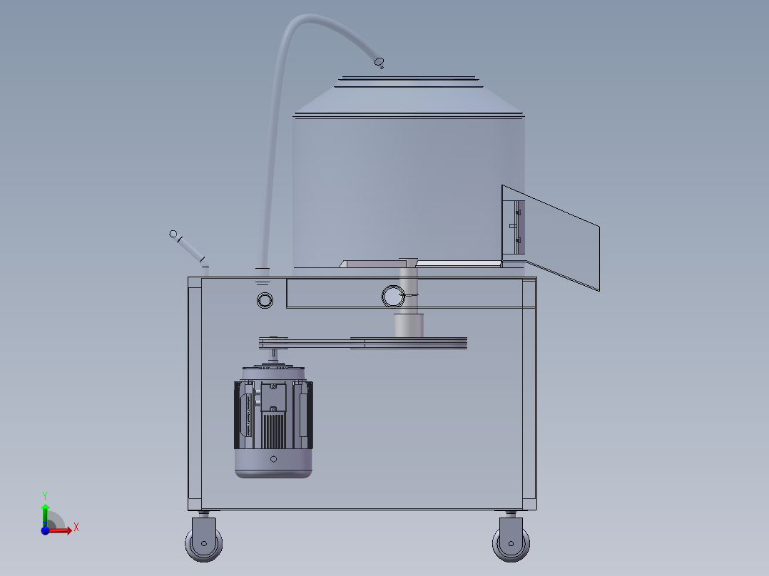 土豆自动去皮机3d图纸 清洗机 土豆、马铃薯自动去皮清洗机3d模型前视图