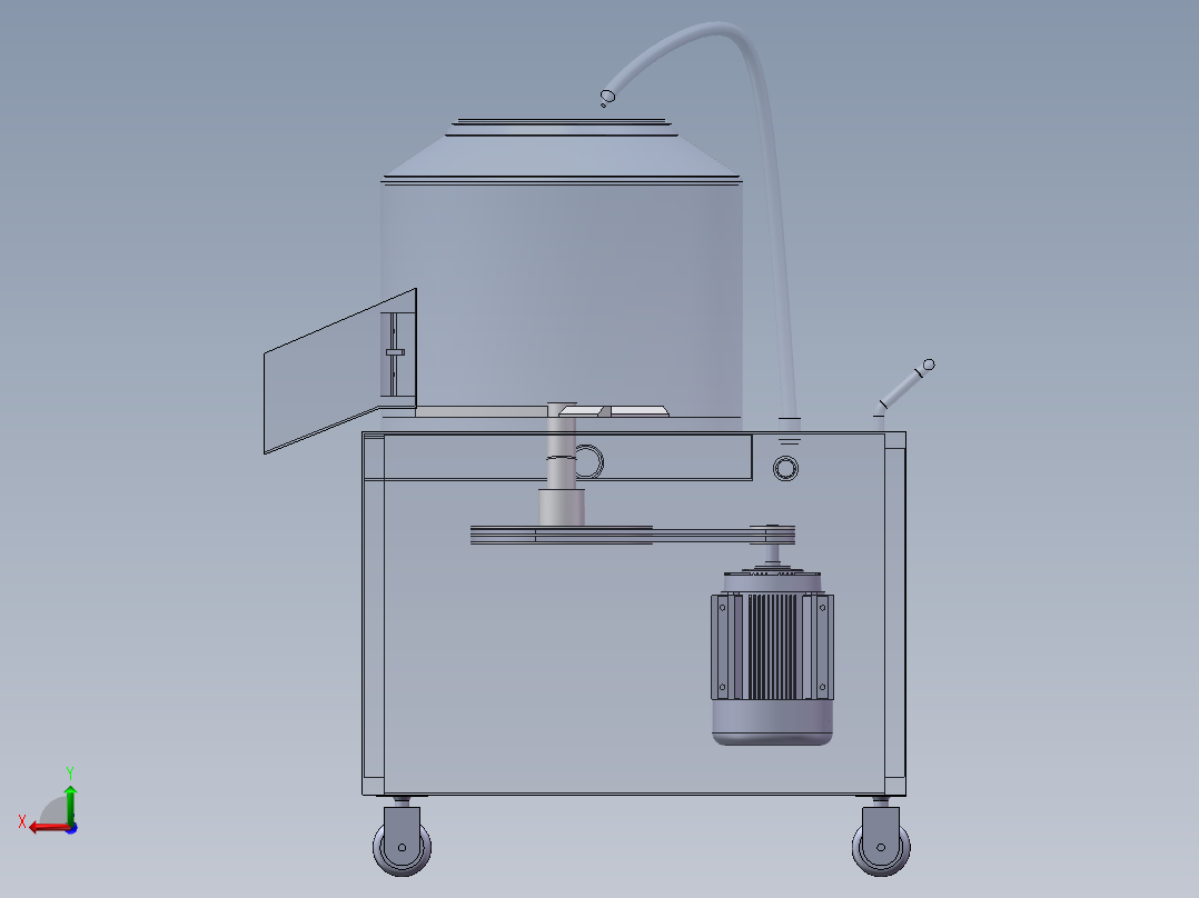土豆自动去皮机3d图纸 清洗机 土豆、马铃薯自动去皮清洗机3d模型后视图