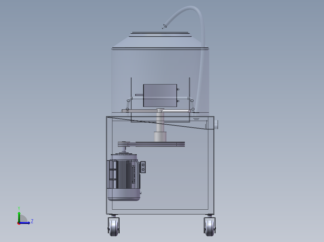 土豆自动去皮机3d图纸 清洗机 土豆、马铃薯自动去皮清洗机3d模型左视图