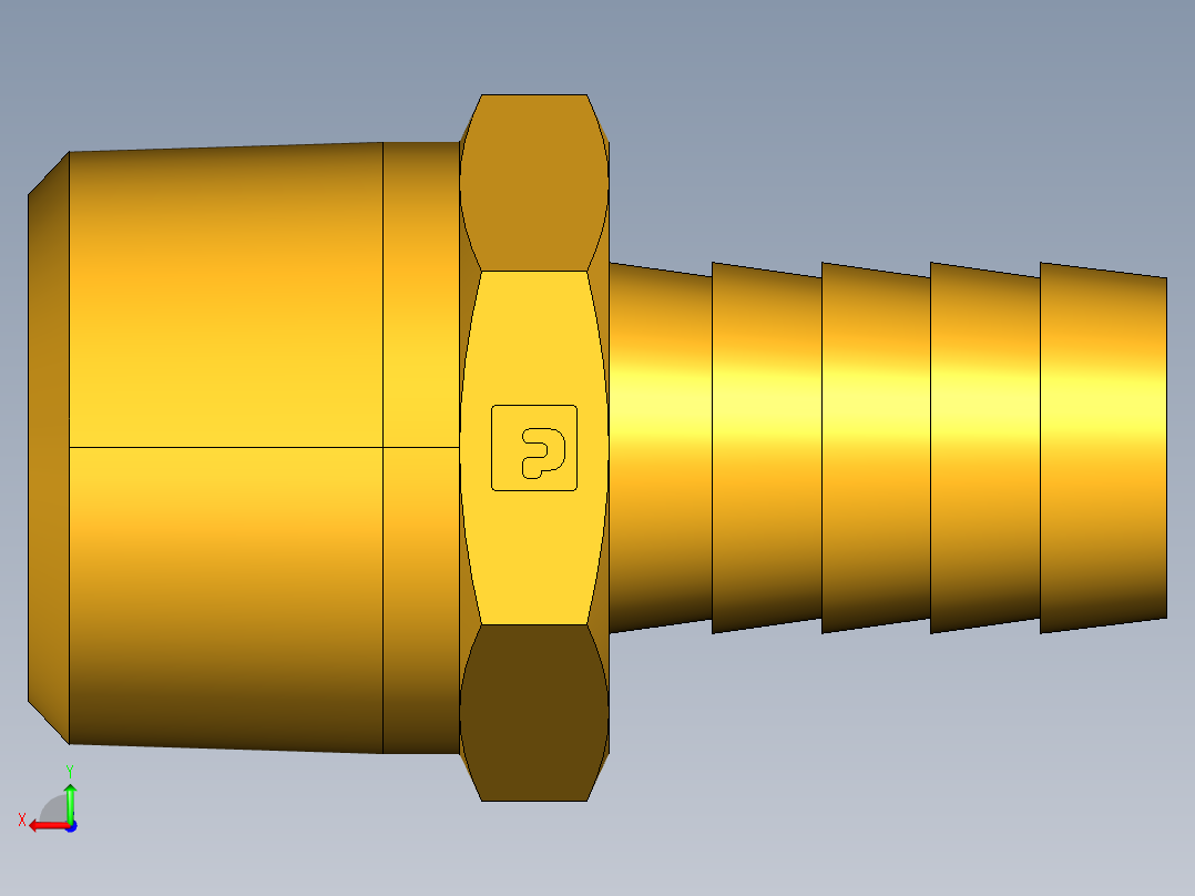 倒齿式工业管接头Hose Barb to Male Pipe 125HBL-10-12后视图