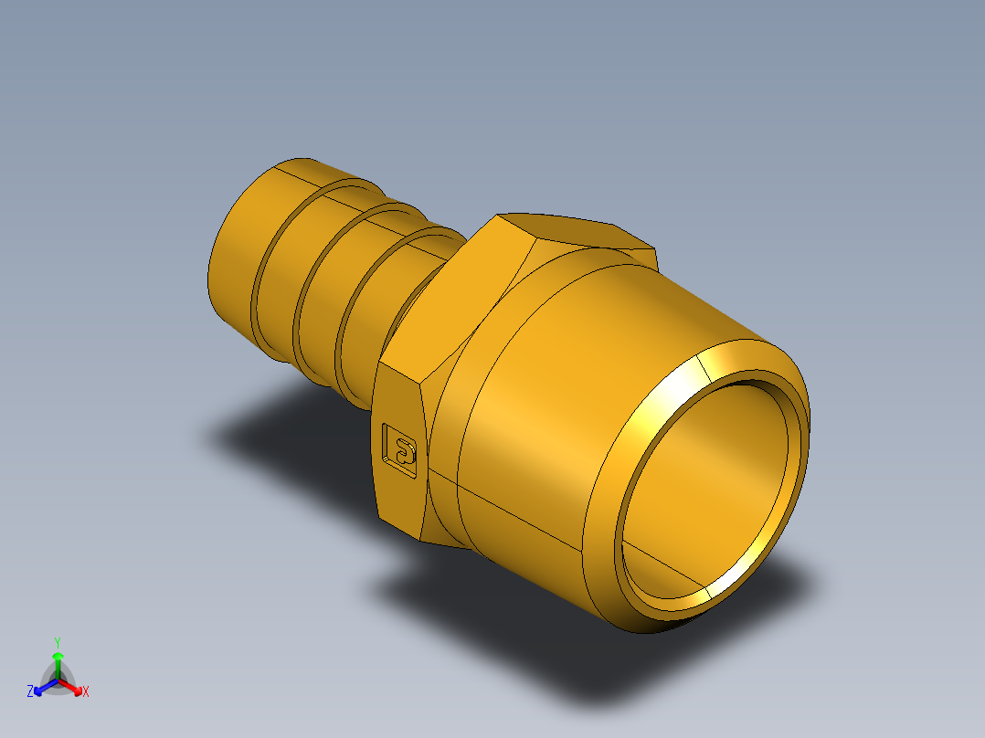 倒齿式工业管接头Hose Barb to Male Pipe 125HBL-10-12正等轴测图