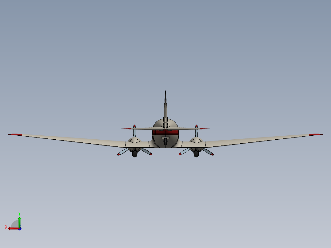 固定翼螺旋桨驱动客机后视图