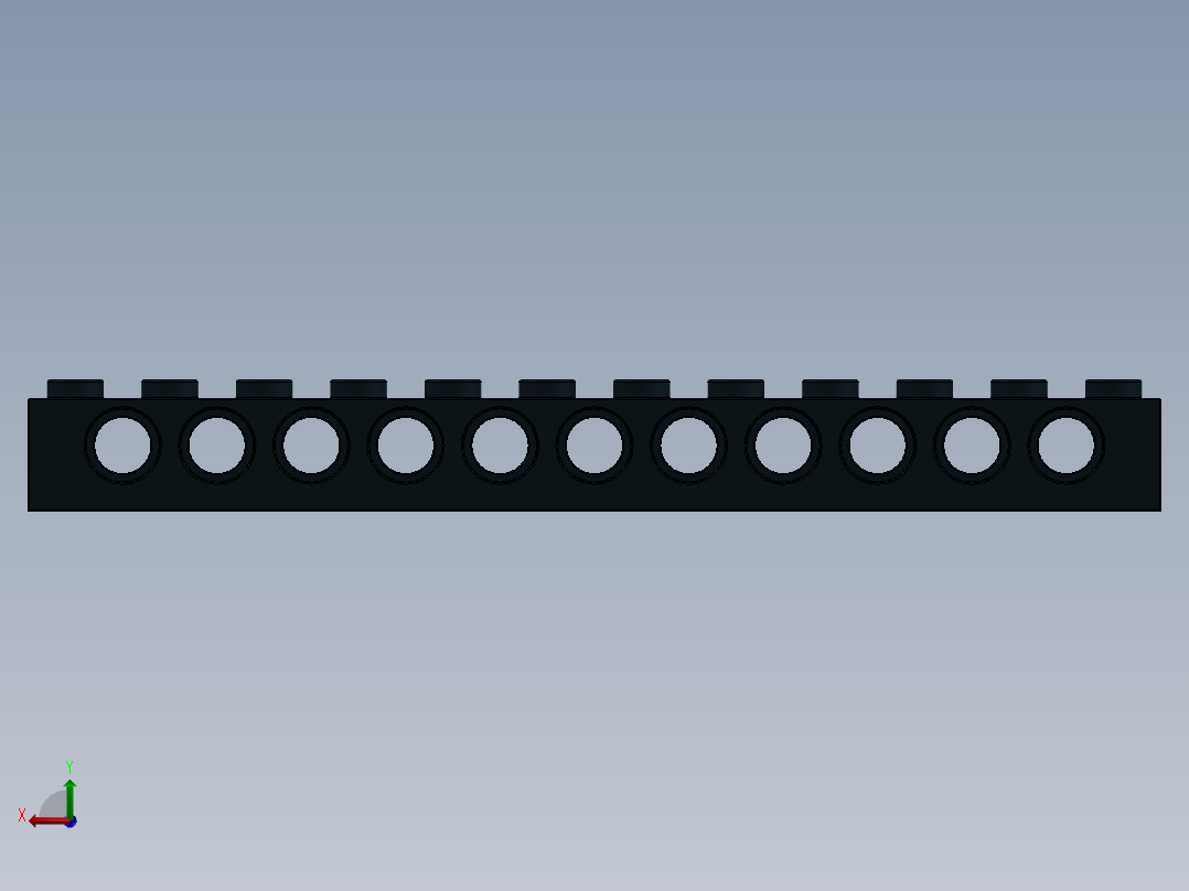 乐高机械组积木（横梁）-389526 Black Technic Brick 1 x 12 with Holes后视图