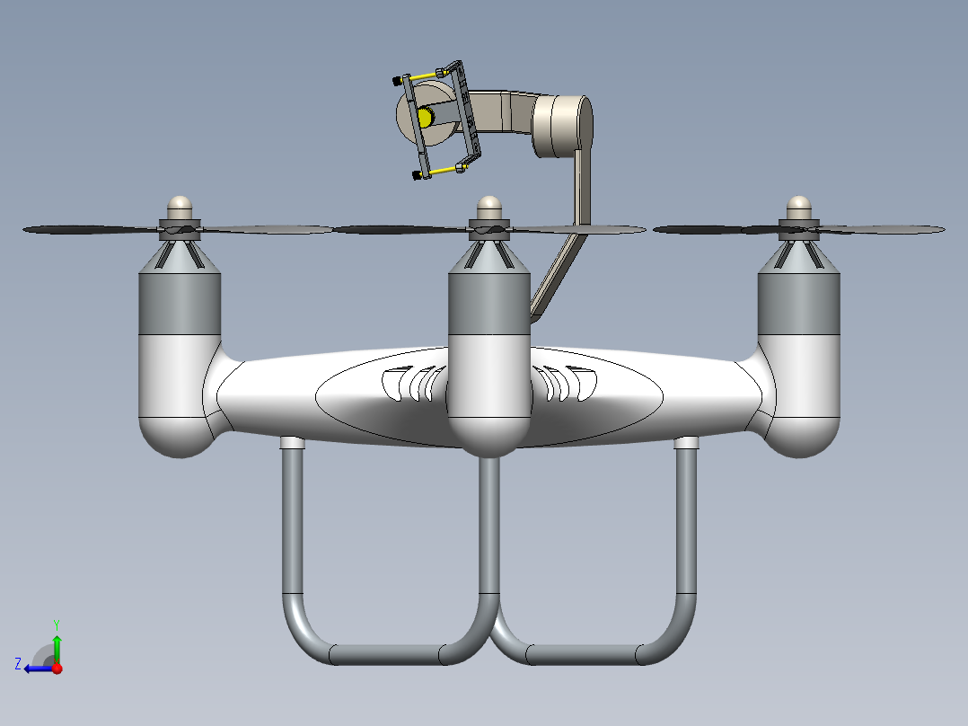 四旋翼无人机三维图sw右视图