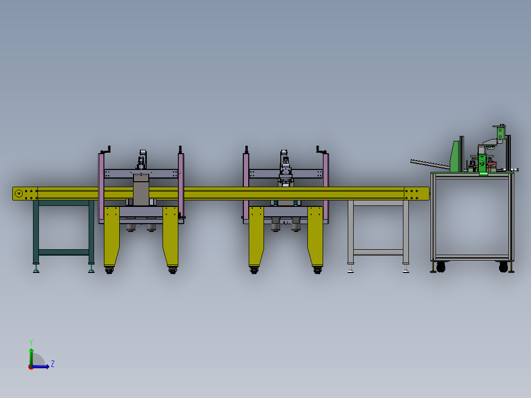 圆柱电池自动包装生产线sw17可编辑左视图
