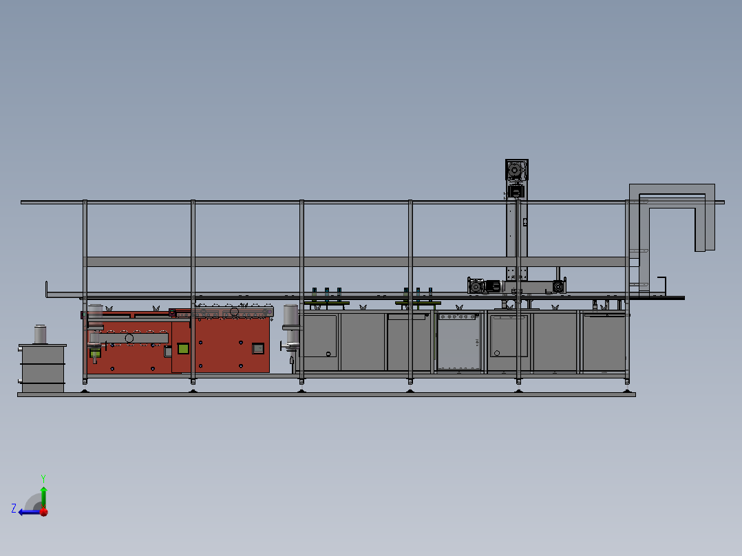 龙门式自动浸泡生产线sw18可编辑后视图