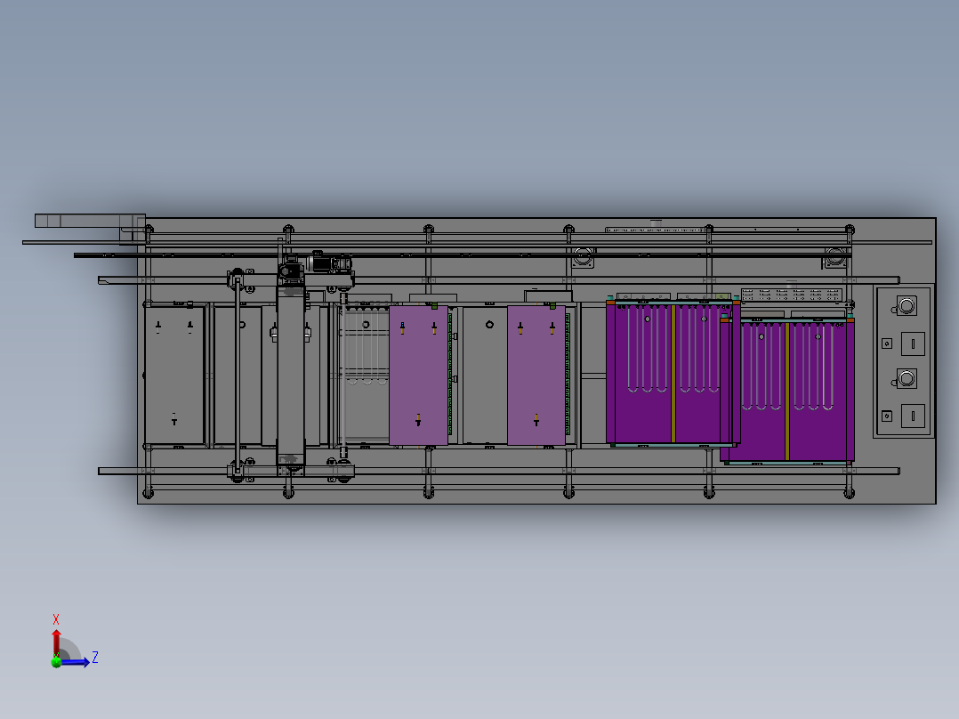 龙门式自动浸泡生产线sw18可编辑俯视图