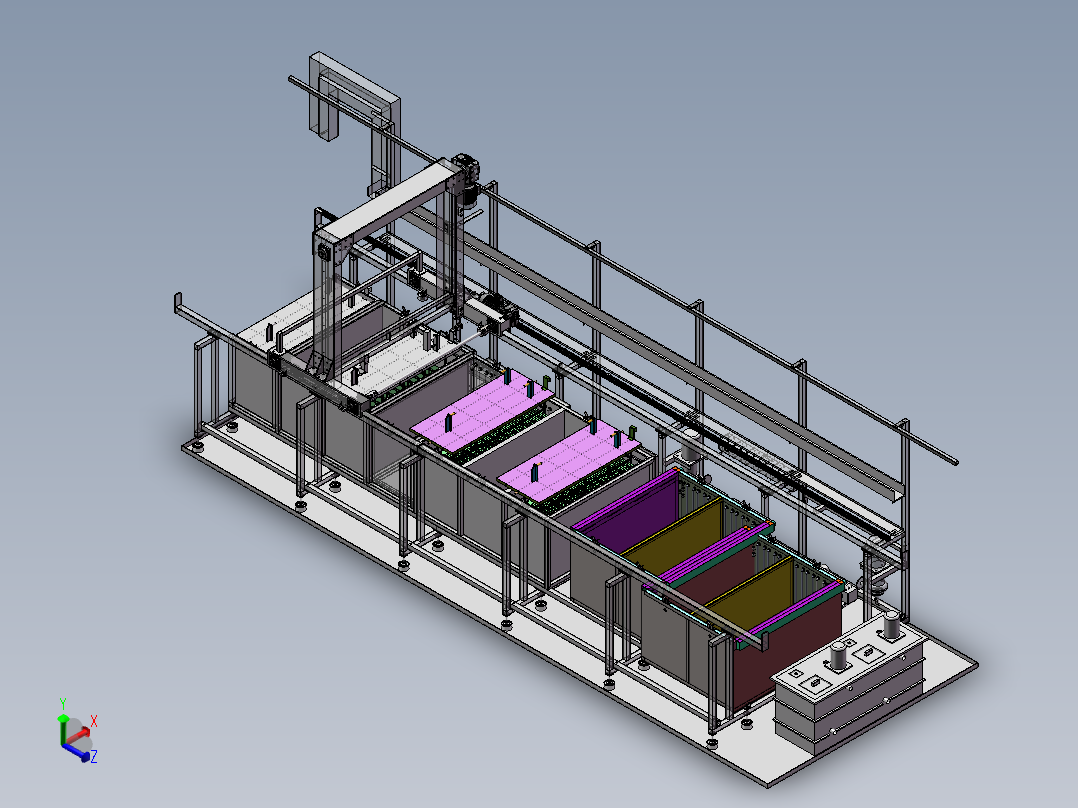 龙门式自动浸泡生产线sw18可编辑正等轴测图