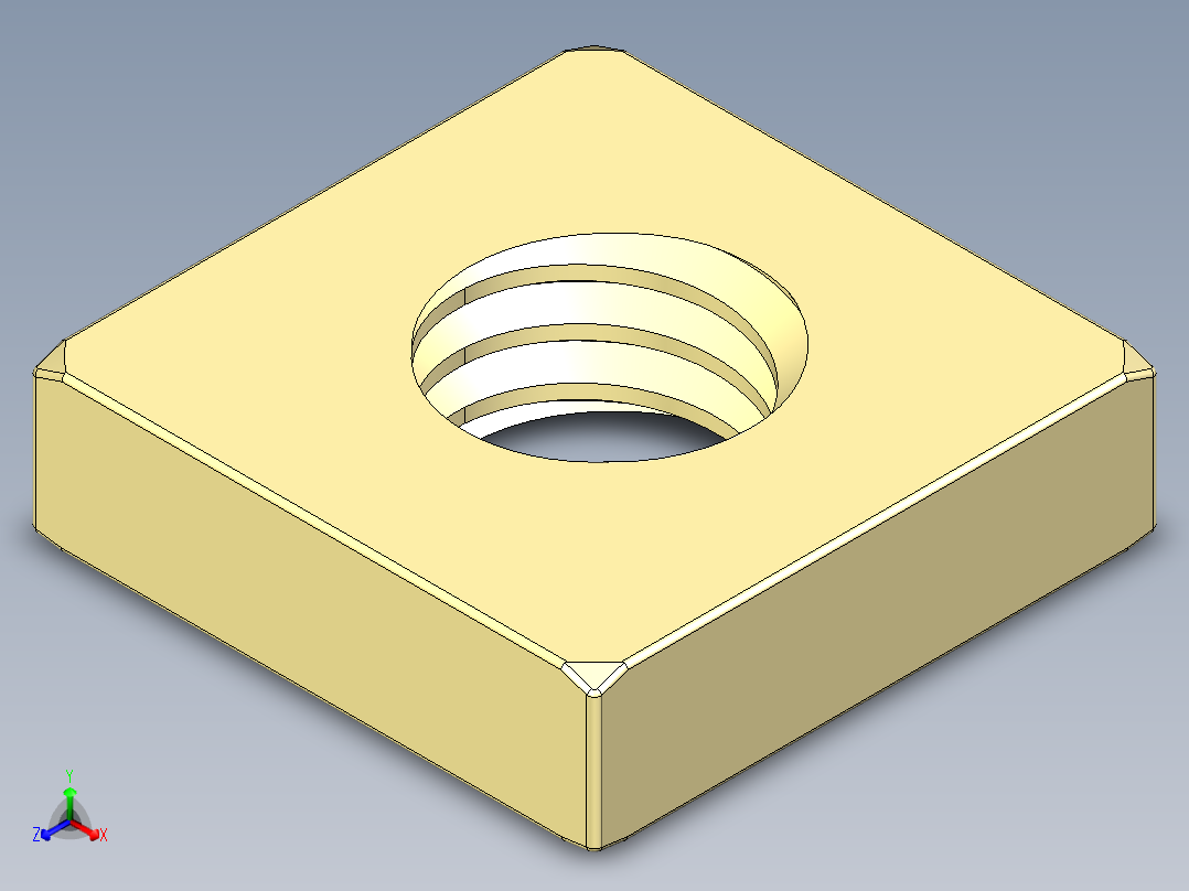 m6 x 1 mm方形螺母14正等轴测图