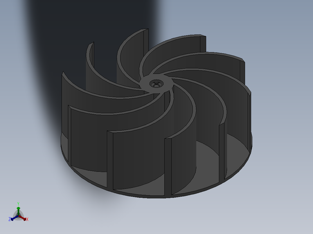 家用鼓风机叶轮正等轴测图