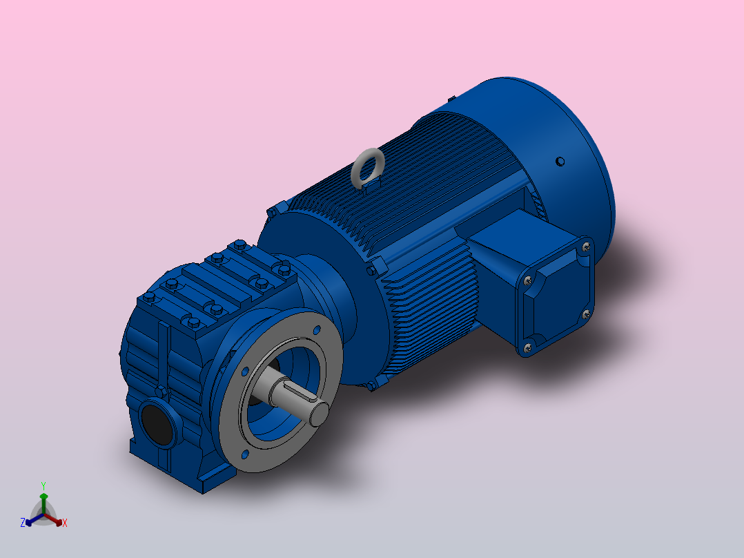 SF47法兰轴伸式安装斜齿-蜗轮蜗杆减速机SF47-Y1.5-4P-14.52-M1-0°-B主视图