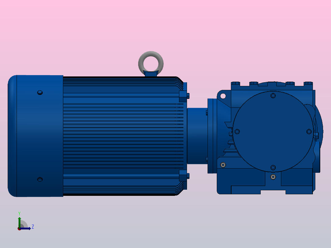 SF47法兰轴伸式安装斜齿-蜗轮蜗杆减速机SF47-Y1.5-4P-14.52-M1-0°-B左视图