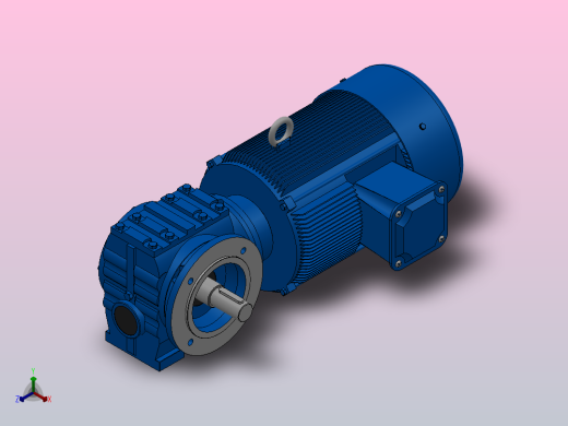 SF47法兰轴伸式安装斜齿-蜗轮蜗杆减速机SF47-Y1.5-4P-14.52-M1-0°-B正等轴测缩略图