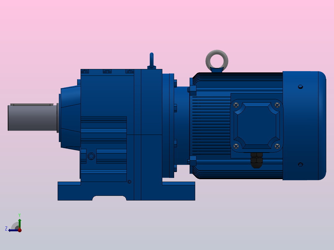 R147底脚轴伸式安装斜齿轮减速机R147-YVB37-4P-225S-M1-0°右视图