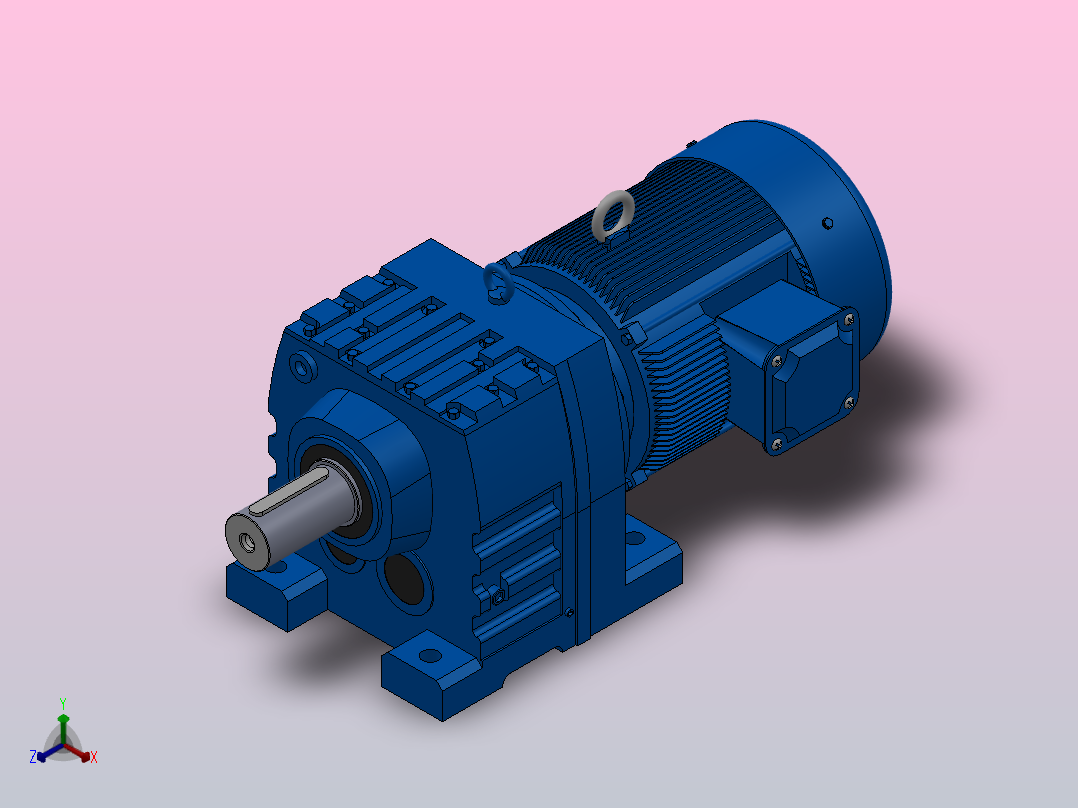 R147底脚轴伸式安装斜齿轮减速机R147-YVB37-4P-225S-M1-0°正等轴测图