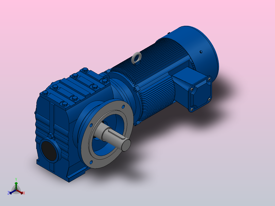 SF77法兰轴伸式安装斜齿-蜗轮蜗杆减速机SF77-YV3-4P-27.75-M1-0°-A主视图