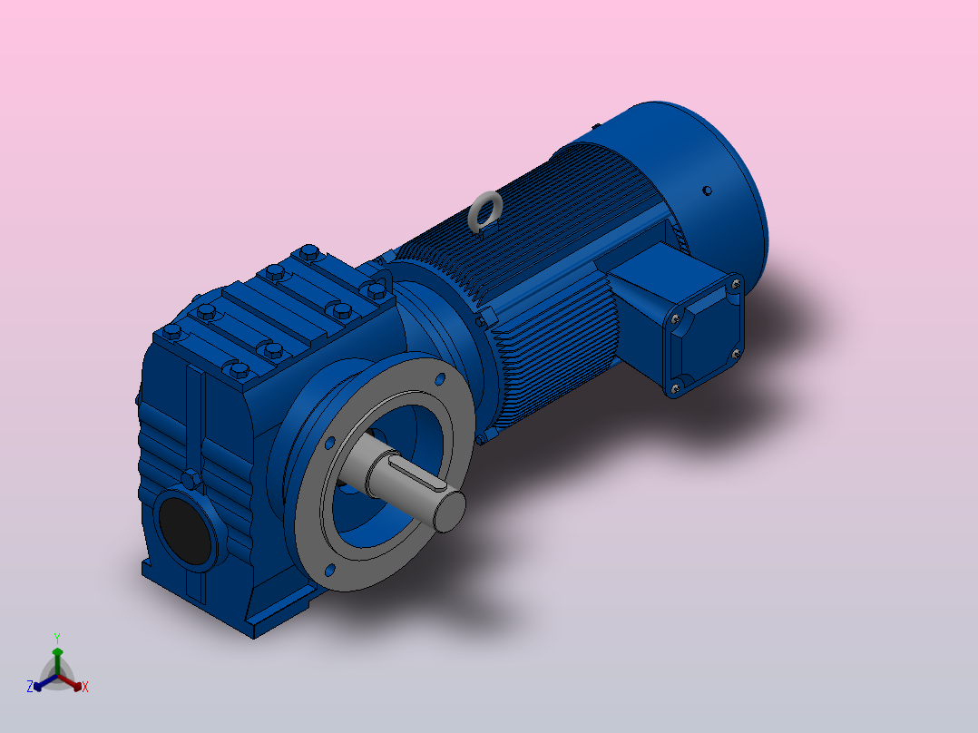 SF77法兰轴伸式安装斜齿-蜗轮蜗杆减速机SF77-YV3-4P-27.75-M1-0°-A正等轴测图