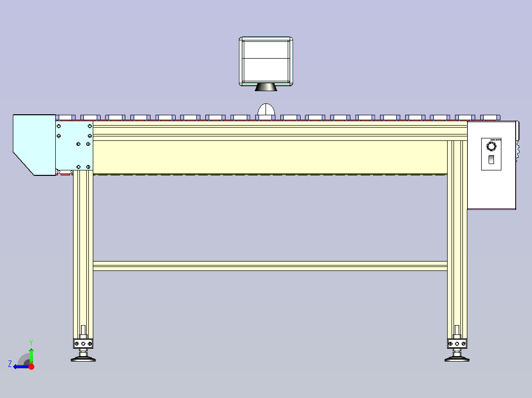 桌角防护软胶喷码线、链条输送激光打码设备右视图