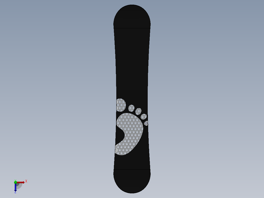 SolidWorks 滑雪板设计图纸俯视图