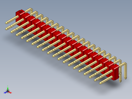彩色公排针 100mil 2.54mm 系列-DS1022_red_2x19p_100mil_TypeD_rev1.0正等轴测缩略图