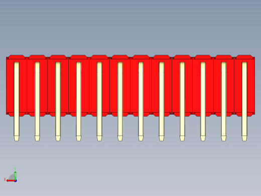 彩色公排针 100mil 2.54mm 系列-DS1022_red_3x12p_100mil_TypeD_rev1.0后视缩略图