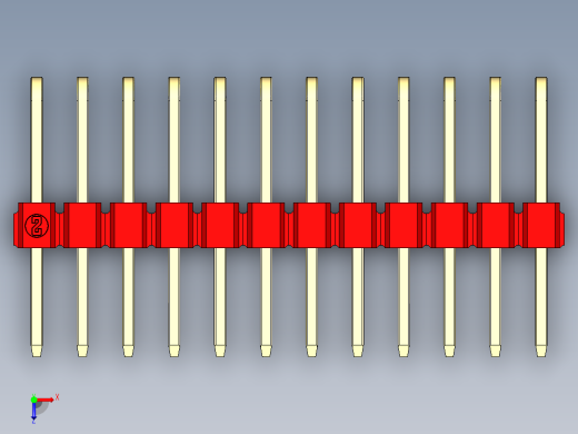彩色公排针 100mil 2.54mm 系列-DS1022_red_3x12p_100mil_TypeD_rev1.0俯视缩略图
