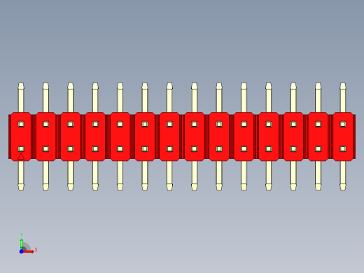彩色公排针 100mil 2.54mm 系列-DS1022_red_28p_100mil_TypeSMT_rev1.0前视缩略图