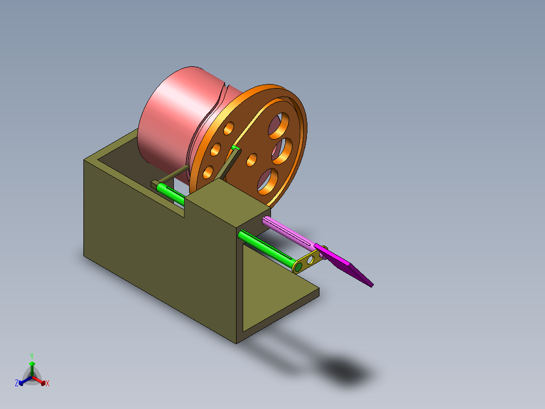 31-柱面机平面凸轮机构应用正等轴测图