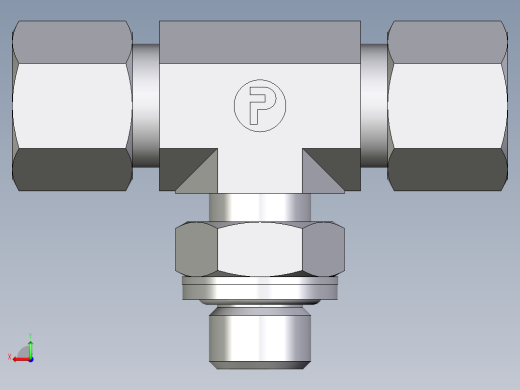 卡套式工业通用硬管接头EO_Adjustable_locknut_branch_tee_TEE10ZLRCF后视缩略图