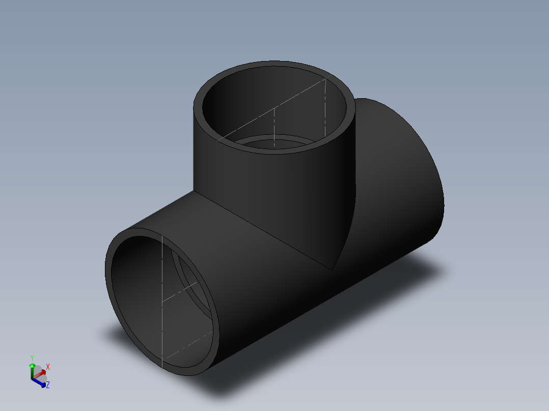 PVC管件-2in_Tee正等轴测图