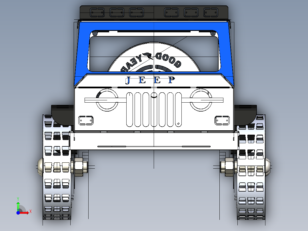 BBQ钣金吉普车模型前视图